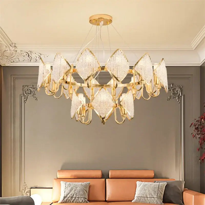 DecorBites™ Crystal Chandelier Pendant Light: Modern Luxury Luminaria for Living Room Décor