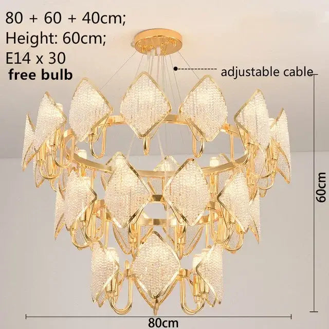 DecorBites™ Crystal Chandelier Pendant Light: Modern Luxury Luminaria for Living Room Décor