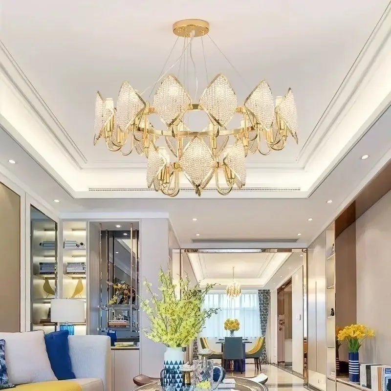 DecorBites™ Crystal Chandelier Pendant Light: Modern Luxury Luminaria for Living Room Décor
