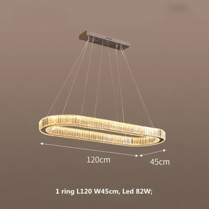 DecorBites™ Crystal Chandelier Pendant Lights Dimmable LED Oval Lustre Hang Lamp