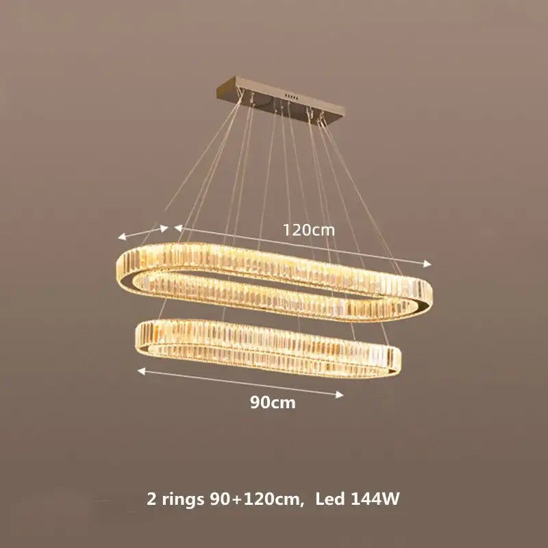 DecorBites™ Crystal Chandelier Pendant Lights Dimmable LED Oval Lustre Hang Lamp