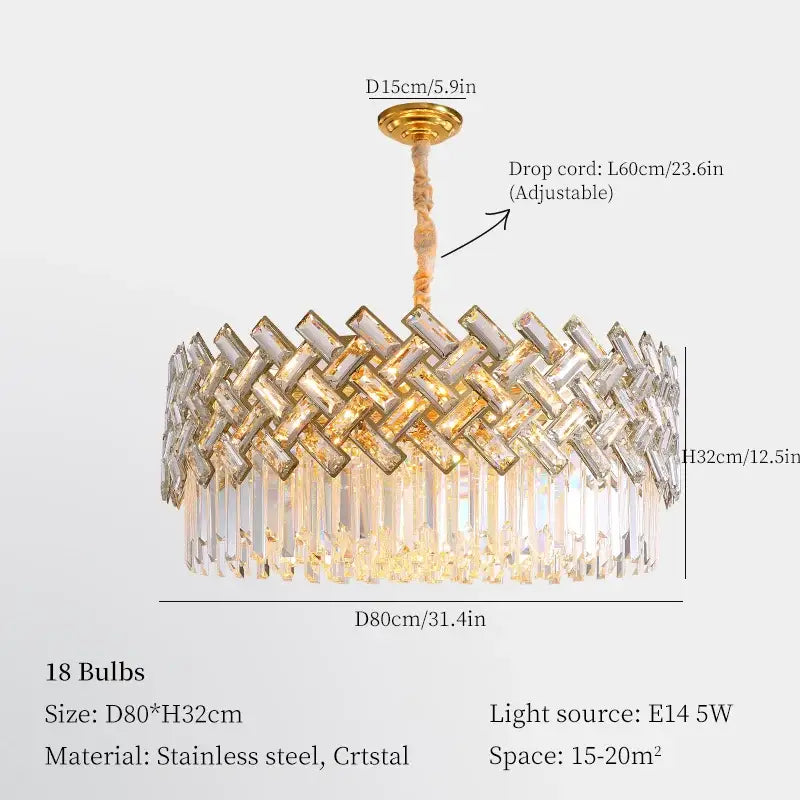 DecorBites™ Crystal Chandelier Pendant Lights, Modern Luxury Ceiling Lamp for Home Decoration
