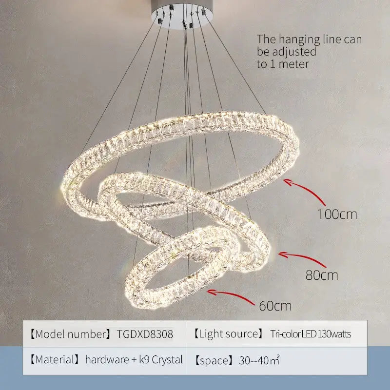 DecorBites™ Crystal Chandelier Ring - Elegant Light Luxury for Living Room, Dining Room & Bedroom