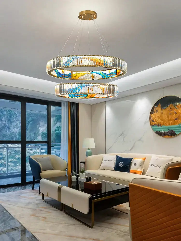 DecorBites™ Crystal Chandelier Ring Light Modern Elegant Dining Living Room Lighting