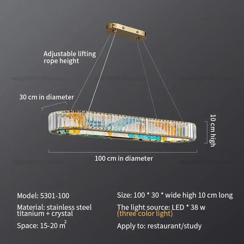 DecorBites™ Crystal Chandelier Ring Light Modern Elegant Dining Living Room Lighting