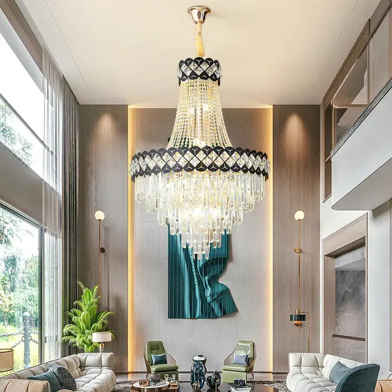 DecorBites™ Crystal Chandelier Spiral Staircase Living Room Lamp Texture Design