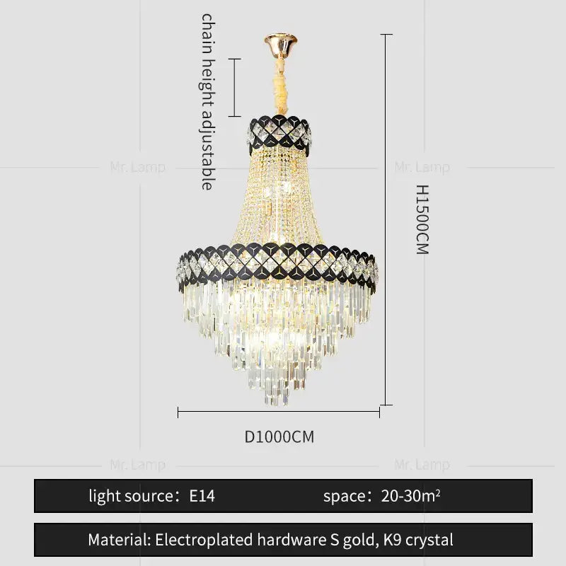 DecorBites™ Crystal Chandelier Spiral Staircase Living Room Lamp Texture Design