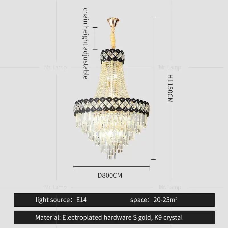 DecorBites™ Crystal Chandelier Spiral Staircase Living Room Lamp Texture Design