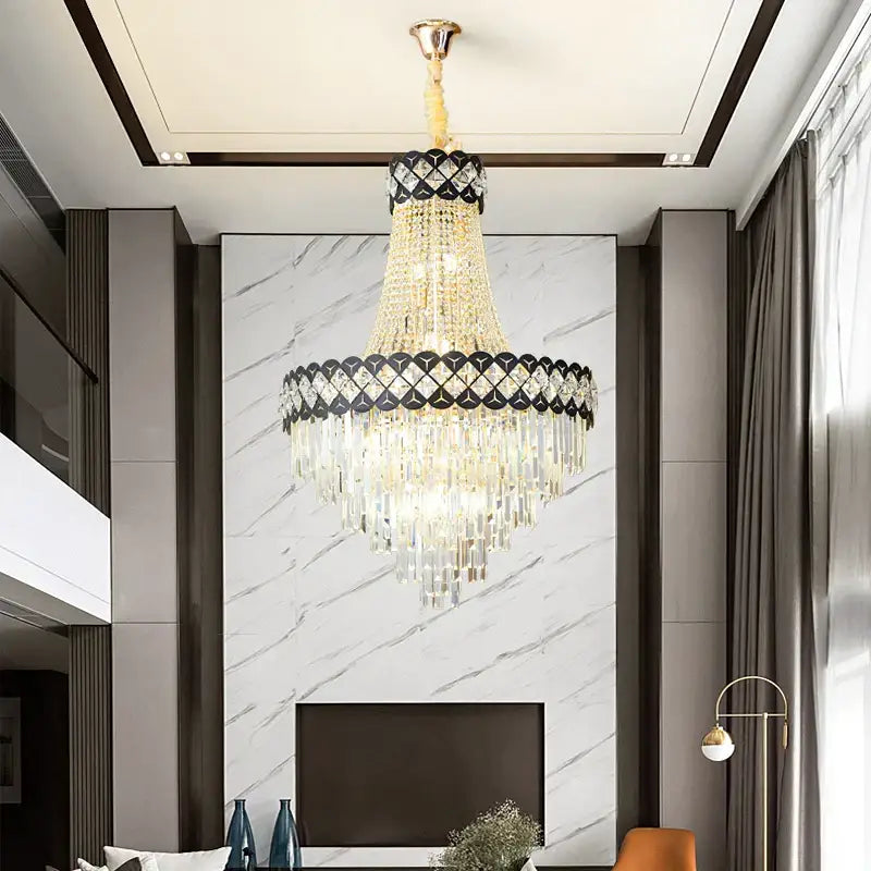DecorBites™ Crystal Chandelier Spiral Staircase Living Room Lamp Texture Design