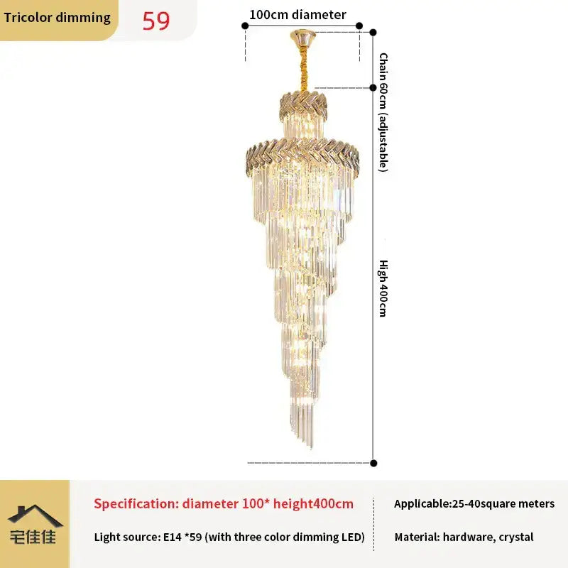 DecorBites™ Crystal Chandelier Spiral Staircase Luxury Lighting