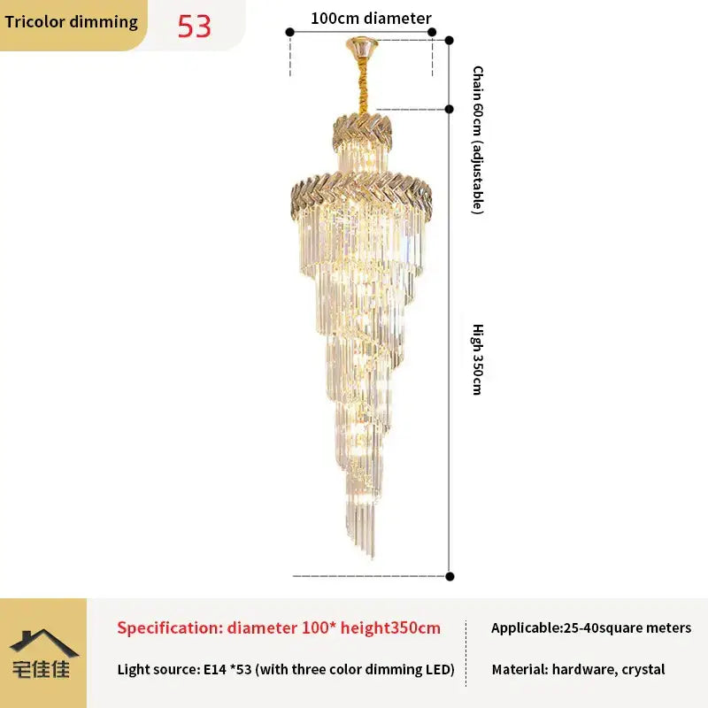 DecorBites™ Crystal Chandelier Spiral Staircase Luxury Lighting