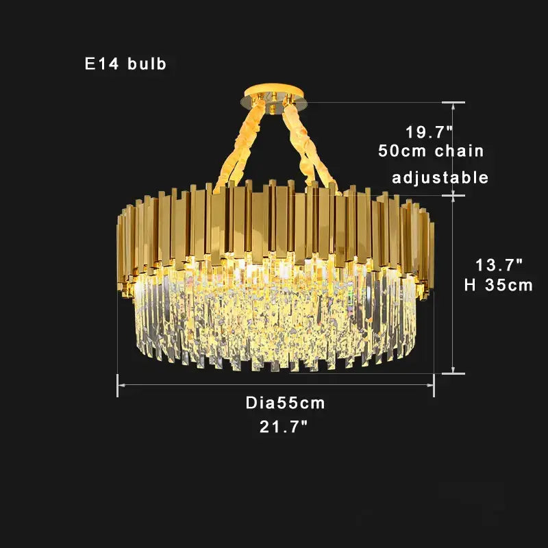 DecorBites™ Crystal Chandelier Stainless Steel K9 Cristal Suspension Lamps Classic Gold Luxury