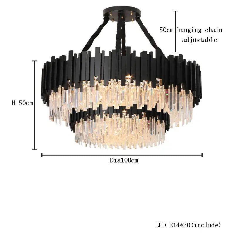 DecorBites™ Crystal Chandelier Stainless Steel K9 Cristal Suspension Lamps Classic Gold Luxury