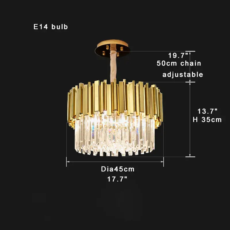DecorBites™ Crystal Chandelier Stainless Steel K9 Cristal Suspension Lamps Classic Gold Luxury