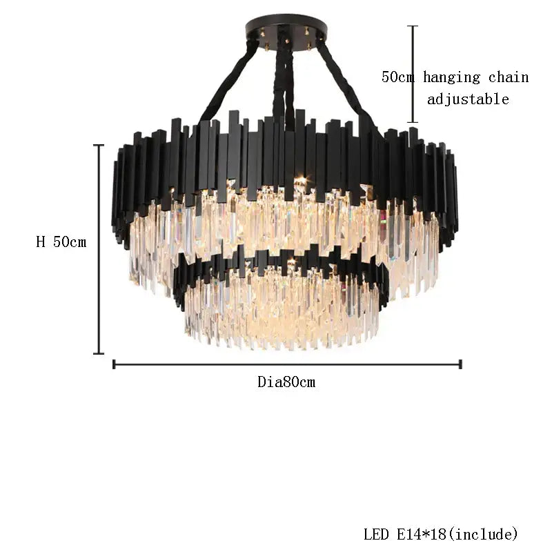 DecorBites™ Crystal Chandelier Stainless Steel K9 Cristal Suspension Lamps Classic Gold Luxury
