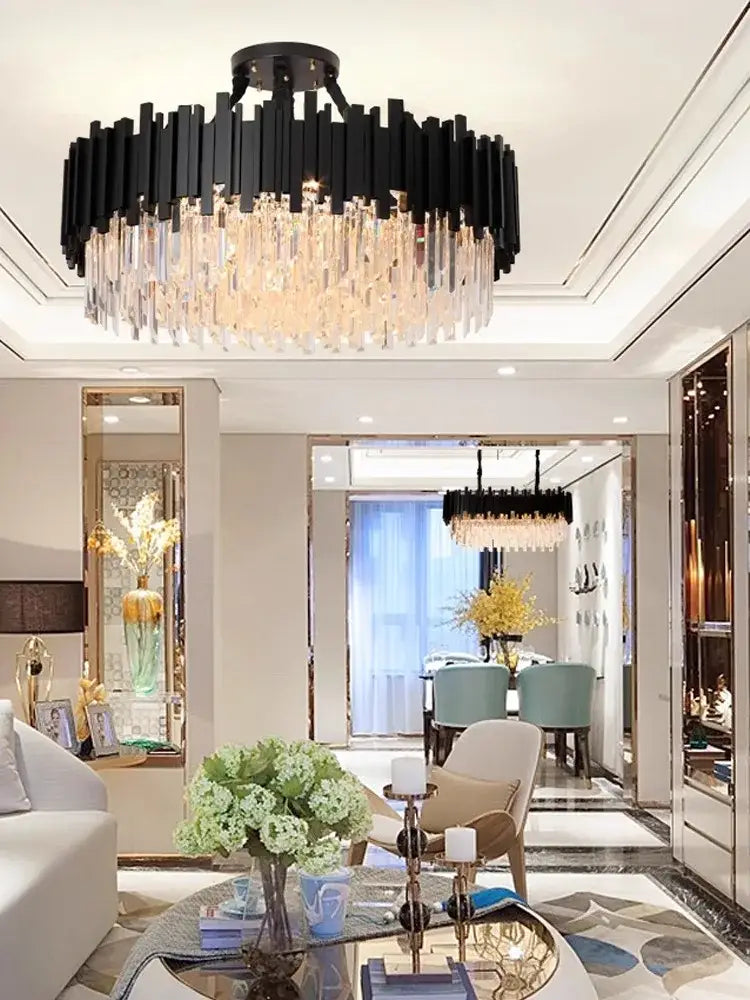 DecorBites™ Crystal Chandelier Stainless Steel K9 Cristal Suspension Lamps Classic Gold Luxury