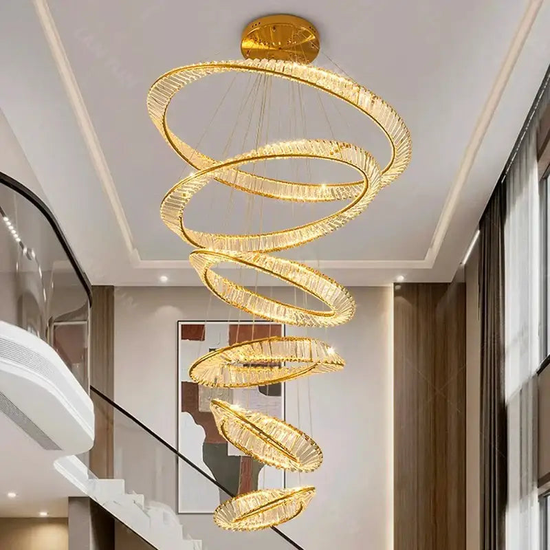 Golden spiral decorbites crystal chandelier living room pendant light