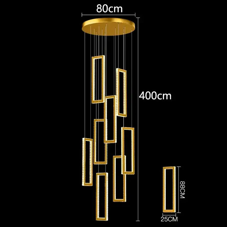 DecorBites™ Crystal Chandelier Stair Pendant for Modern Home Decoration & Interior Lighting
