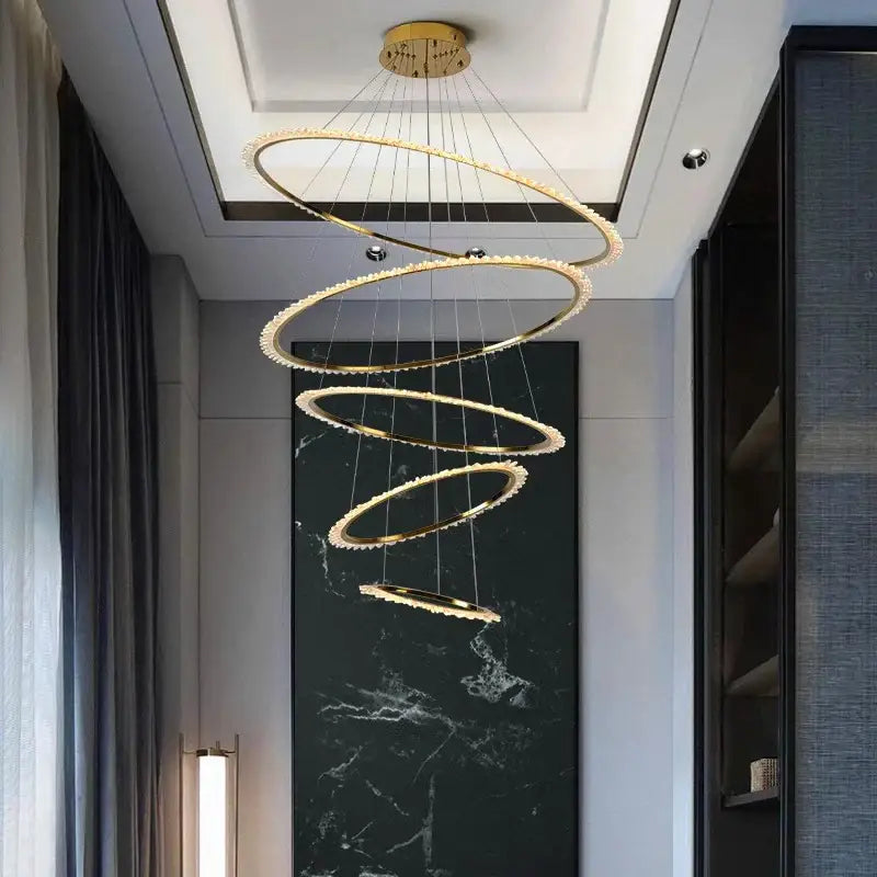 DecorBites™ Crystal Chandelier Stair Pendant Lamp for Modern Home Decoration & Living Room Lighting