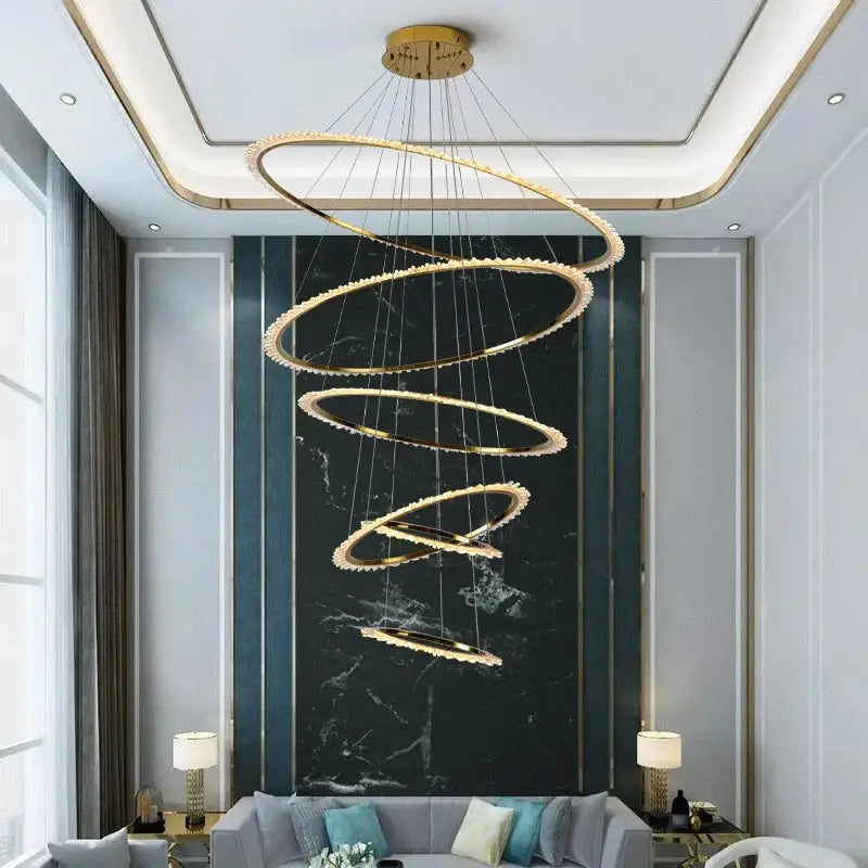 DecorBites™ Crystal Chandelier Stair Pendant Lamp for Modern Home Decoration & Living Room Lighting