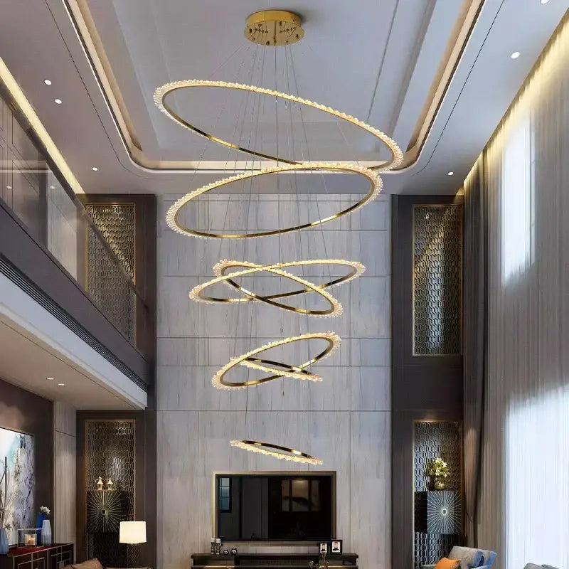 DecorBites™ Crystal Chandelier Stair Pendant Lamp for Modern Home Decoration & Living Room Lighting
