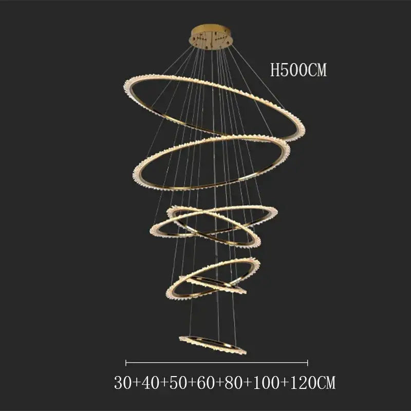 DecorBites™ Crystal Chandelier Stair Pendant Lamp for Modern Home Decoration & Living Room Lighting