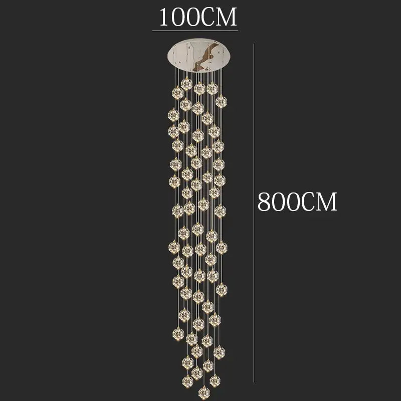 DecorBites™ Crystal Chandelier Stair Pendant Lamp Living Room Interior Lighting