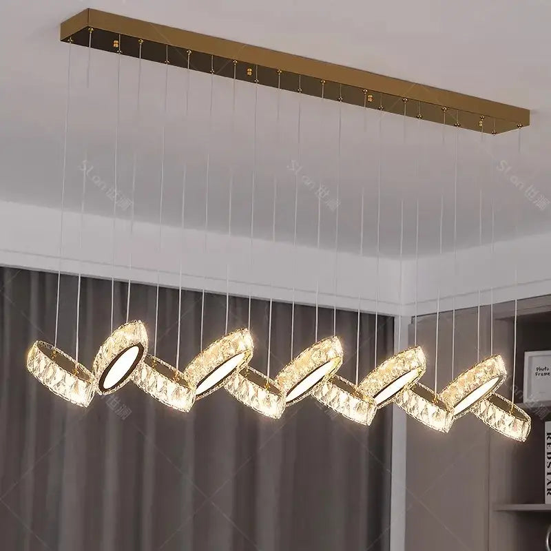 DecorBites™ Crystal Chandelier Stair Pendant Lamp Living Room Interior Lighting