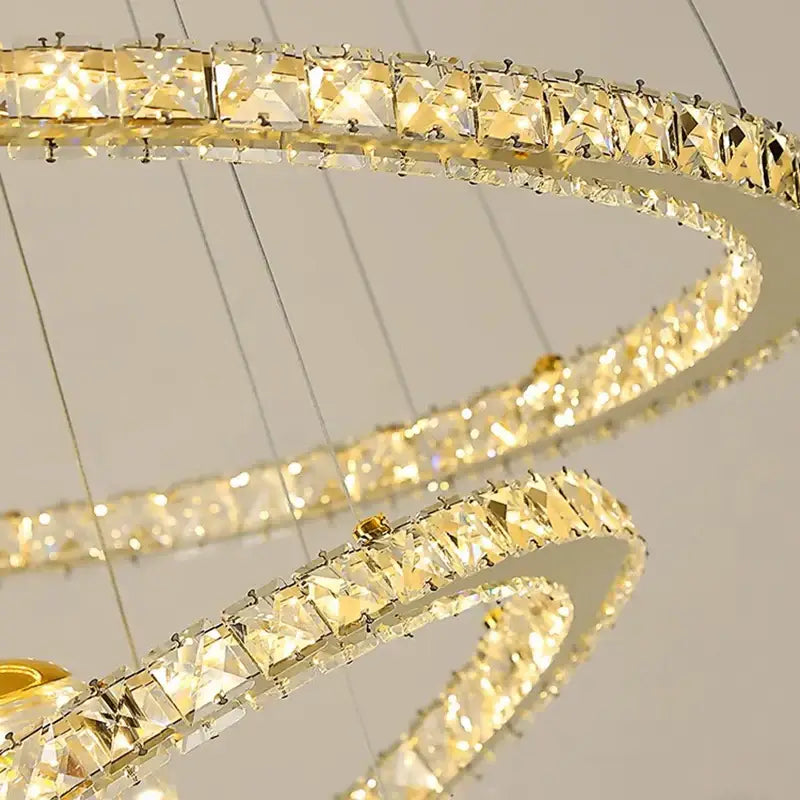 DecorBites™ Crystal Chandelier Stair Pendant Lamp Living Room Interior Lighting