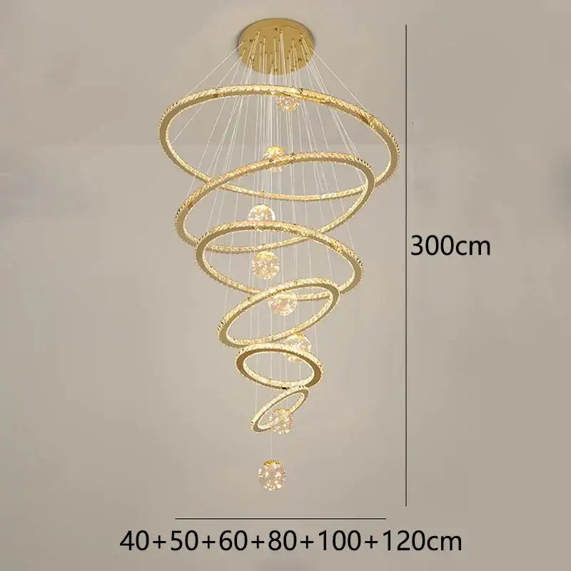 DecorBites™ Crystal Chandelier Stair Pendant Lamp Living Room Interior Lighting