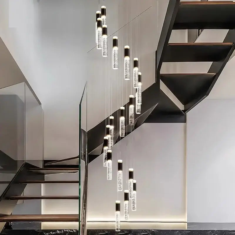 DecorBites™ Crystal Chandelier Stair Pendant Lamp Living Room Interior Lighting