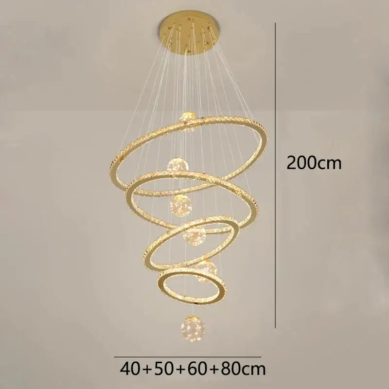 DecorBites™ Crystal Chandelier Stair Pendant Lamp Living Room Interior Lighting
