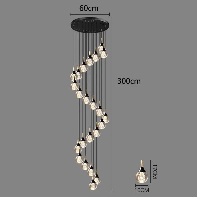 DecorBites™ Crystal Chandelier Stair Pendant Lamp Living Room Interior Lighting