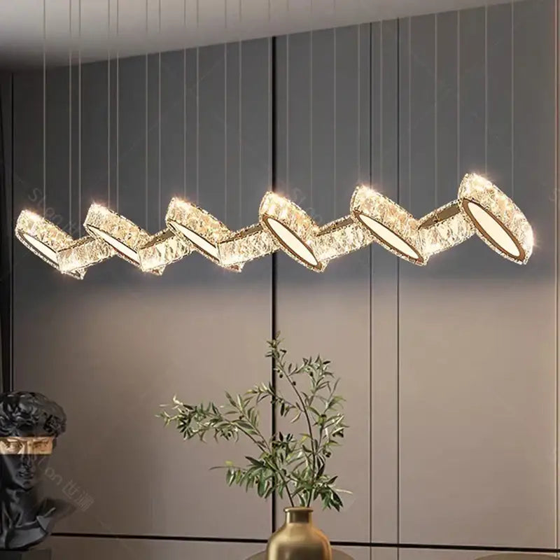 DecorBites™ Crystal Chandelier Stair Pendant Lamp Living Room Interior Lighting