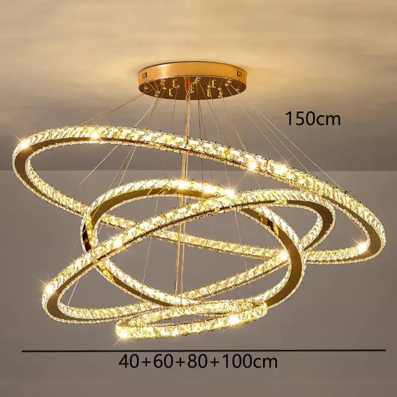 DecorBites™ Crystal Chandelier Stair Pendant Lamp Living Room Lighting