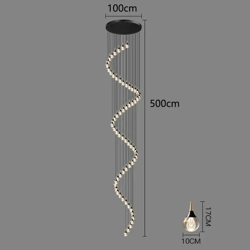 DecorBites™ Crystal Chandelier Stair Pendant Lamp Living Room Interior Lighting