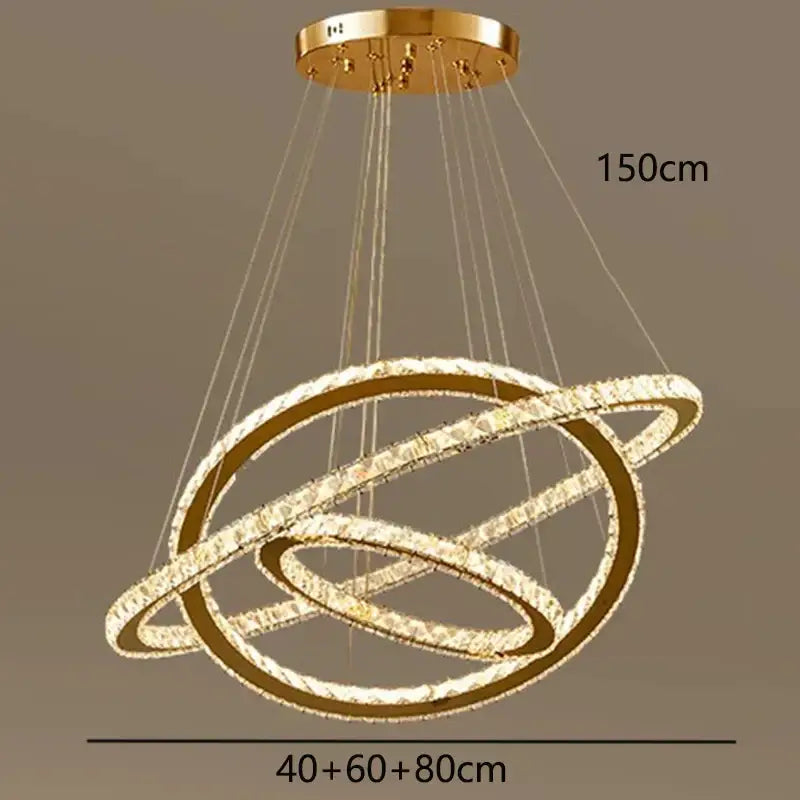 DecorBites™ Crystal Chandelier Stair Pendant Lamp Living Room Lighting