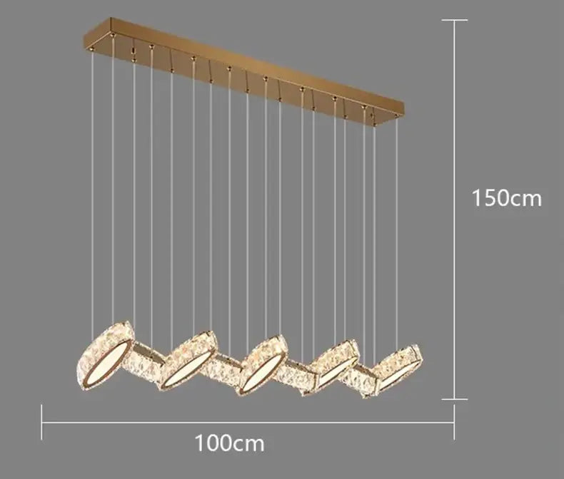 DecorBites™ Crystal Chandelier Stair Pendant Lamp Living Room Interior Lighting