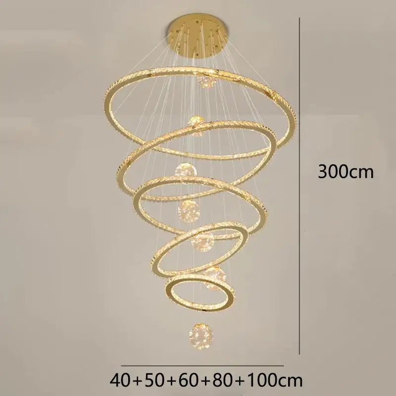DecorBites™ Crystal Chandelier Stair Pendant Lamp Living Room Interior Lighting