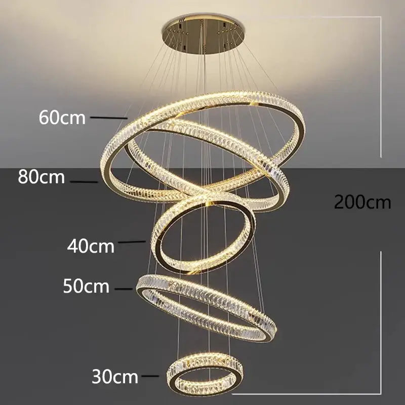 DecorBites™ Crystal Chandelier Stair Pendant Lamp Living Room Interior Lighting