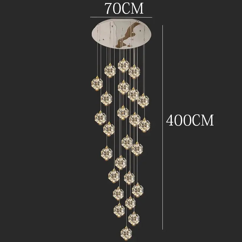 DecorBites™ Crystal Chandelier Stair Pendant Lamp Living Room Interior Lighting