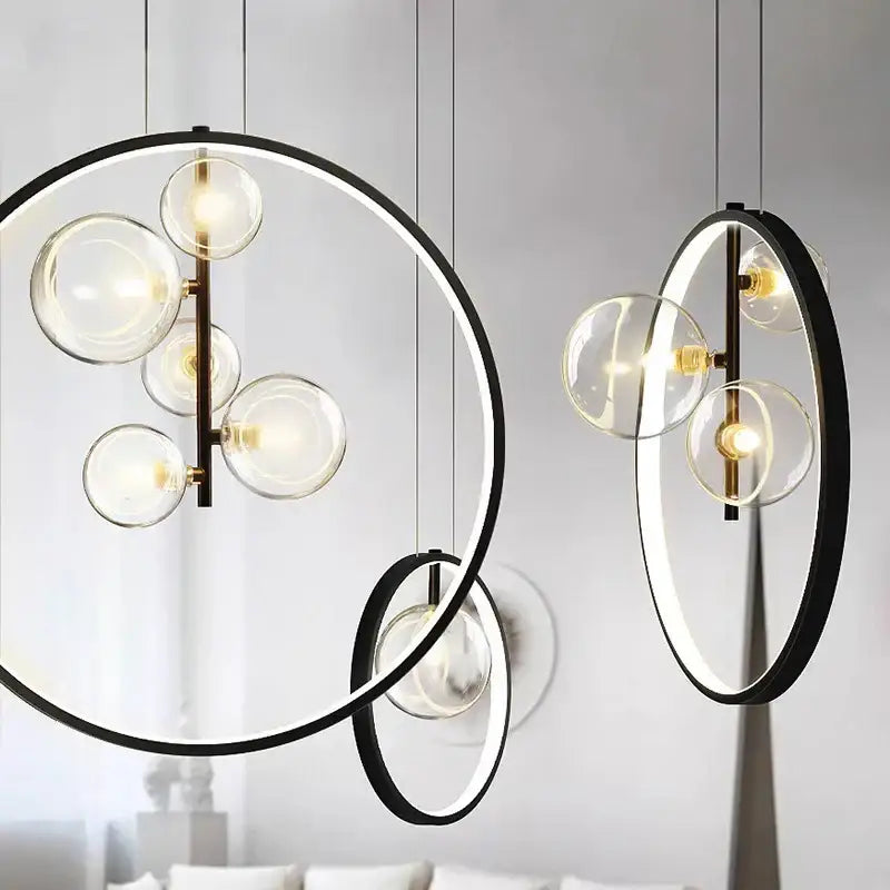 DecorBites™ Crystal Chandelier Stair Pendant Lamp Living Room Interior Lighting