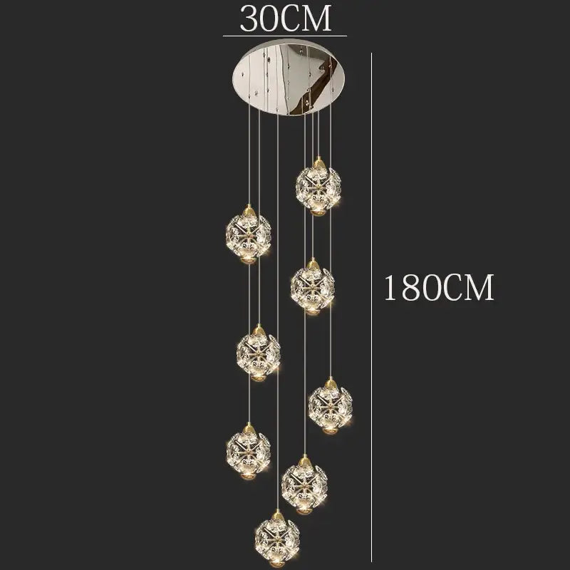DecorBites™ Crystal Chandelier Stair Pendant Lamp Living Room Interior Lighting