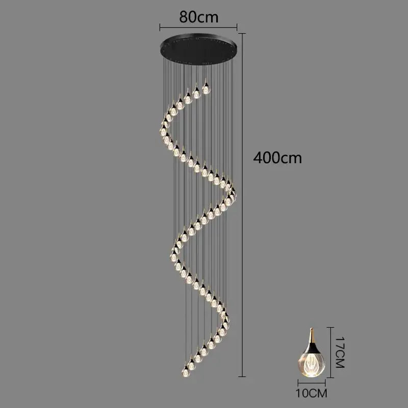 DecorBites™ Crystal Chandelier Stair Pendant Lamp Living Room Interior Lighting