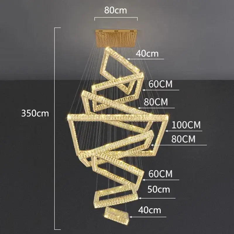 DecorBites™ Crystal Chandelier Stair Pendant Lamp Living Room Pendant Lights Interior Lighting