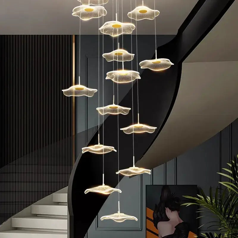 DecorBites™ Crystal Chandelier Stair Pendant Lamp Living Room Pendant Lights Interior Lighting