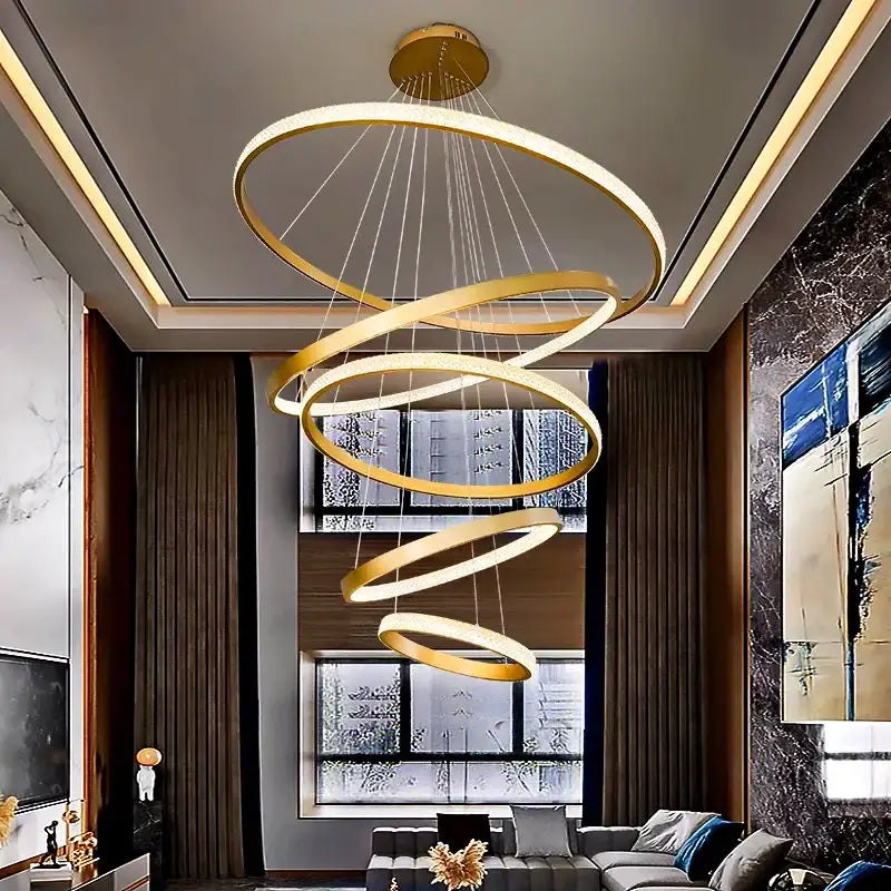 DecorBites™ Crystal Chandelier Stair Pendant Lamp Living Room Pendant Lights Interior Lighting