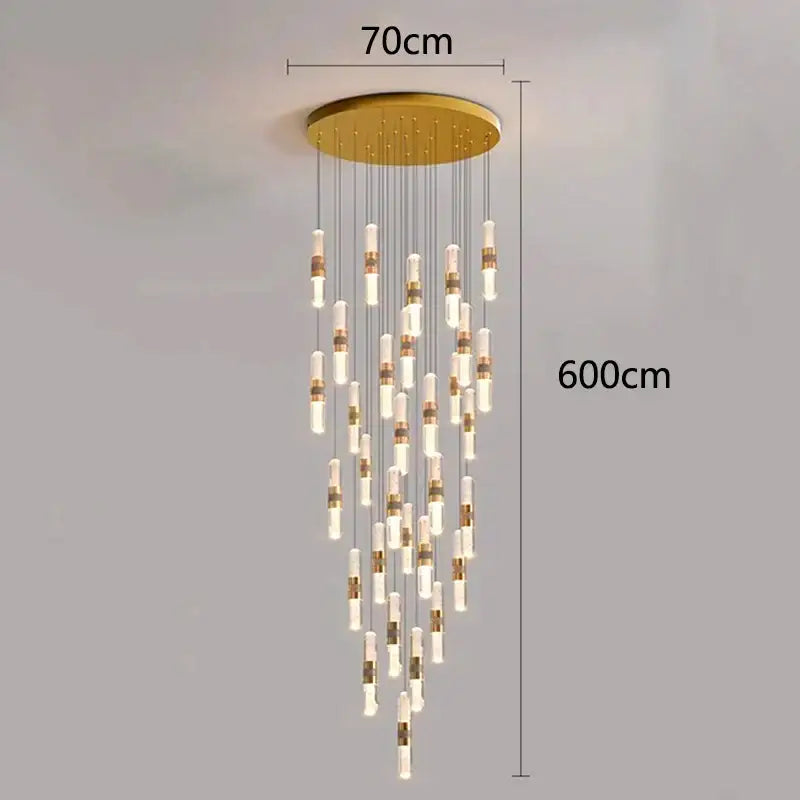 DecorBites™ Crystal Chandelier Stair Pendant Lamp Living Room Pendant Lights Interior Lighting