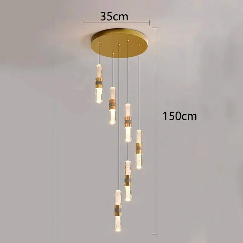 DecorBites™ Crystal Chandelier Stair Pendant Lamp Living Room Pendant Lights Interior Lighting