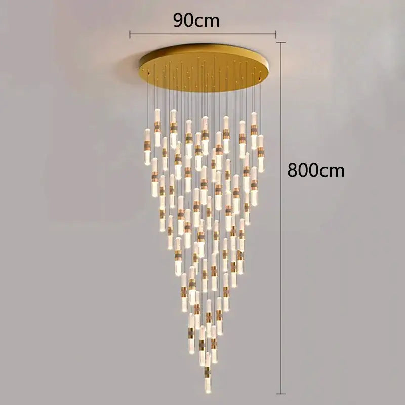 DecorBites™ Crystal Chandelier Stair Pendant Lamp Living Room Pendant Lights Interior Lighting